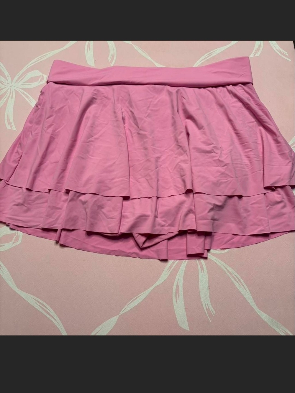 Layered Pink Performance Skort with Ruffle Hem